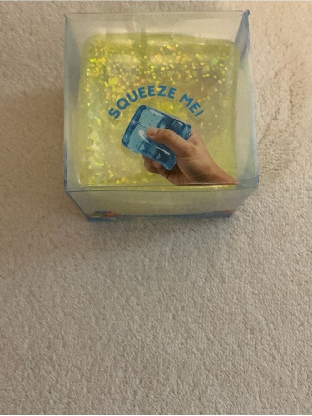 Kids Squeeze Sensory Toy - Yellow Glitter Sensory Cube